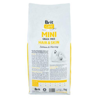 Сухой корм Brit Care GF Mini Hair & Skin для собак миниатюрных пород, для кожи и шерсти, с лососем и селедкой, от Brit Care