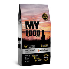 Сухий Корм Myfood Суперпреміум для дорослих котів Hairball Support з КУРКОЮ 1,5кг