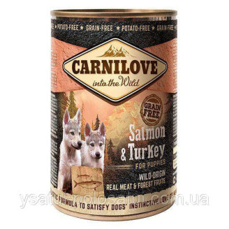 Купити Вологий корм для цуценят Carnilove Salmon&Turkey 400 г лосось та індичка від CarniLove — Carnilove вологий корм для собак | Zooprostir