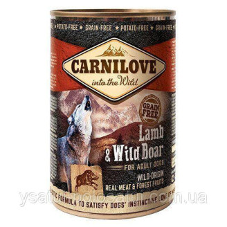 Купити Вологий корм для собак Carnilove Lamb & Wild Boar 400 г ягня і кабан від CarniLove — Carnilove вологий корм для собак | Zooprostir