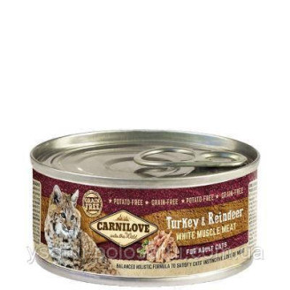 Купити Вологий корм Carnilove Turkey and Reindeer for Adult cats 100г для кішок з м'ясом індички і північного оленя від CarniLove — Carnilove для кішок | Zooprostir