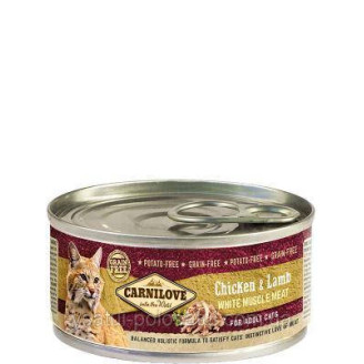 Купити Вологий корм Carnilove Chicken and Lamb for Adult cats 100г для дорослих кішок з м'ясом курки і ягняти від CarniLove — Carnilove для кішок | Zooprostir