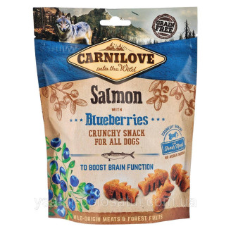 Купити Ласощі Carnilove Dog Crunchy Snack для собак, лосось та чорниця, 200 г від CarniLove — Снеки, палички, міні кістки для собак | Zooprostir