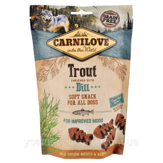 Купити Ласощі Carnilove Dog Semi Moist для собак, форель та кріп, 200 г від CarniLove — Снеки, палички, міні кістки для собак | Zooprostir