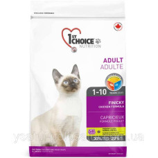 1st Choice Finicky Adult Chicken 2,72 кг сухой корм для котов и кошек привередливых и активных, с курицей